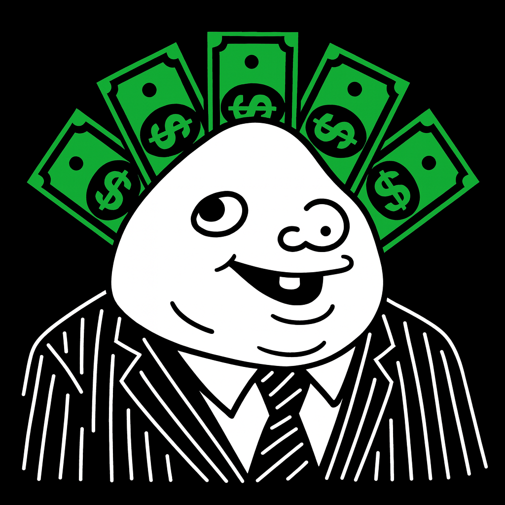 CAPITAL mascot - businessman with dollar bills
